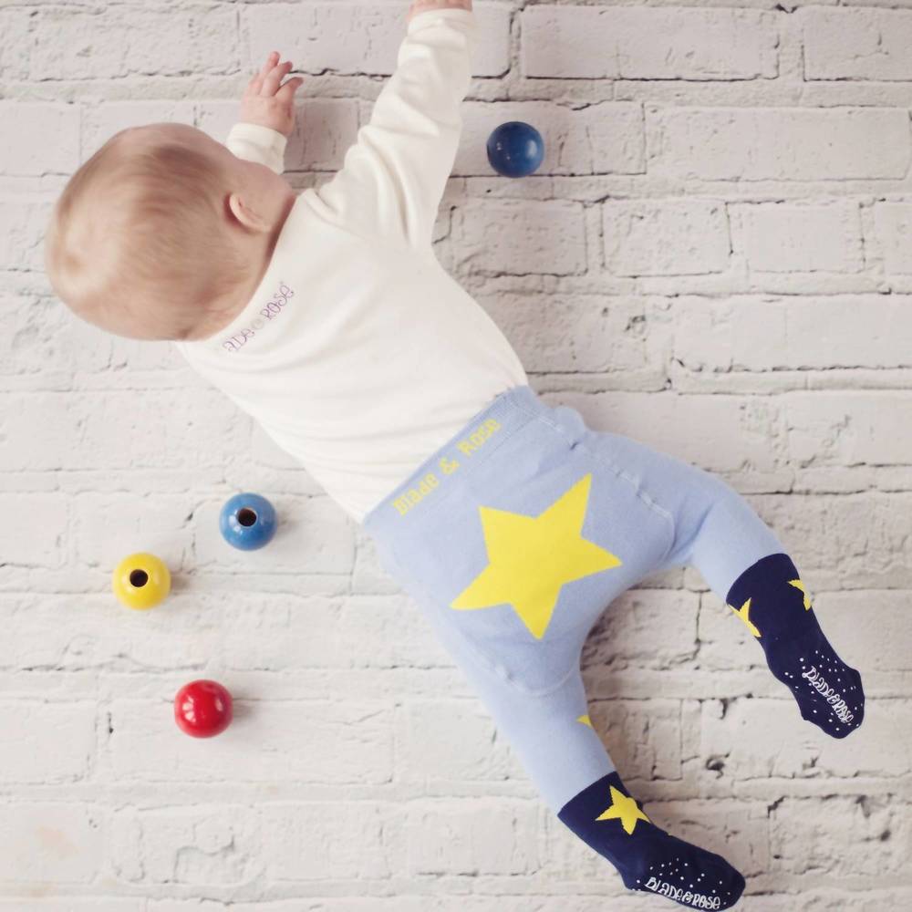 NEW BLADE AND ROSE baby boys tights with stars in blue/yellow